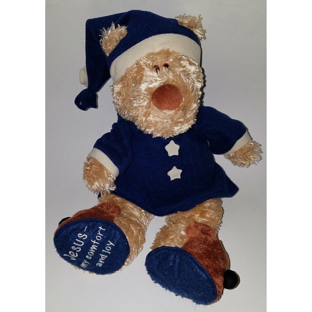 Zeb Parable Brown Teddy Bear Plush Lovey 16" Stuffed Animal Blue PJs GUND Jesus